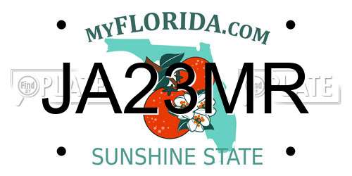 JA23MR Florida License Plate