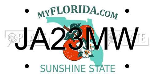 JA23MW Florida License Plate