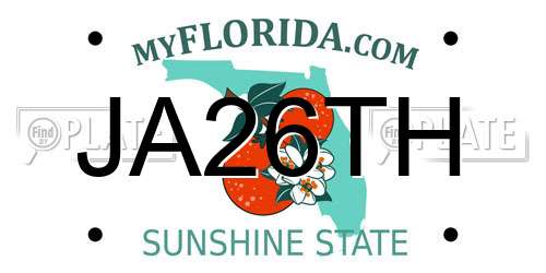 JA26TH Florida License Plate
