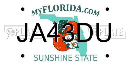 JA43DU Florida License Plate