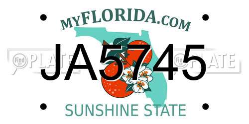 JA5745 Florida License Plate