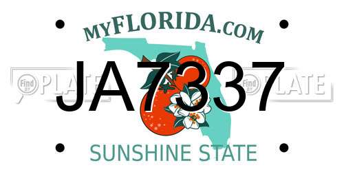JA7337 Florida License Plate