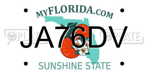 JA76DV Florida License Plate