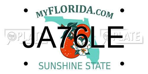 JA76LE Florida License Plate