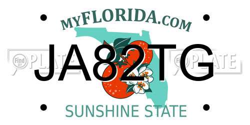 JA82TG Florida License Plate