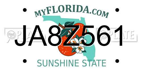 JA8Z561 Florida License Plate