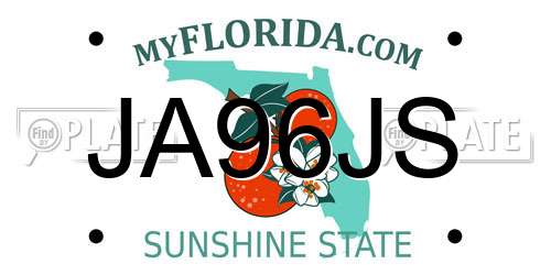 JA96JS Florida License Plate