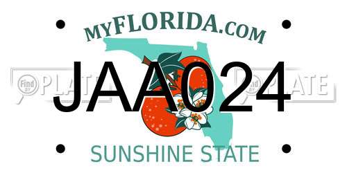 JAA024 Florida License Plate