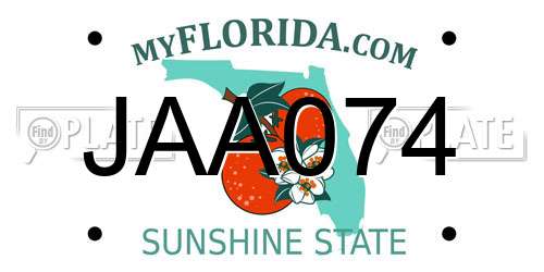 JAA074 Florida License Plate