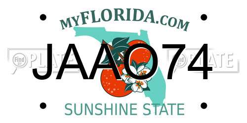 JAAO74 Florida License Plate