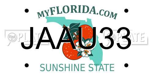 JAAU33 Florida License Plate