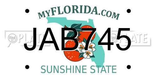 JAB745 Florida License Plate