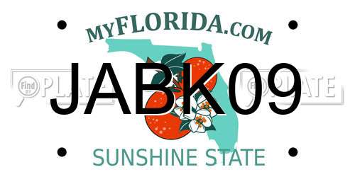JABK09 Florida License Plate