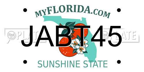 JABT45 Florida License Plate