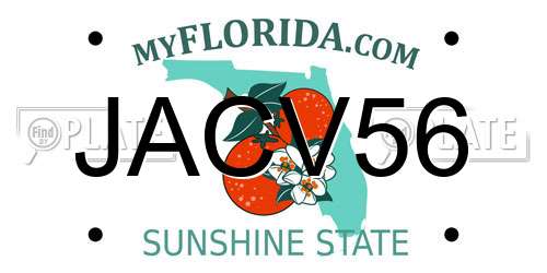 JACV56 Florida License Plate