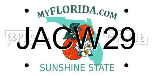 JACW29 Florida License Plate
