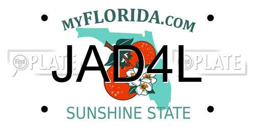 JAD4L Florida License Plate