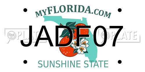JADF07 Florida License Plate