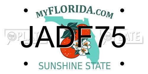 JADF75 Florida License Plate