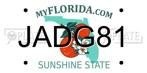JADG81 Florida License Plate