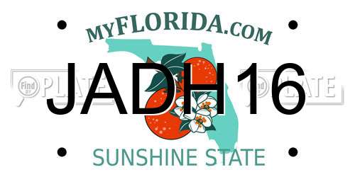 JADH16 Florida License Plate