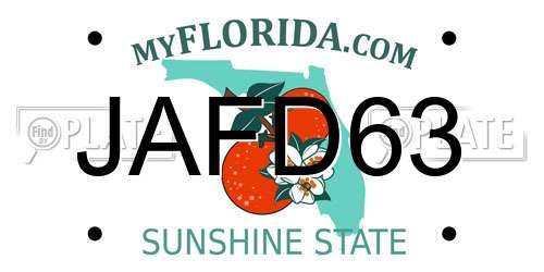 JAFD63 Florida License Plate