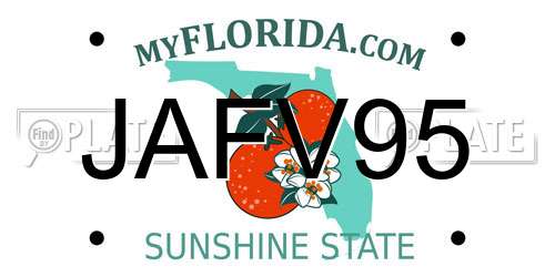 JAFV95 Florida License Plate