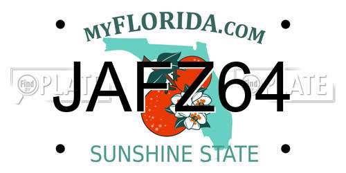 JAFZ64 Florida License Plate