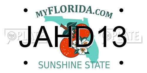 JAHD13 Florida License Plate