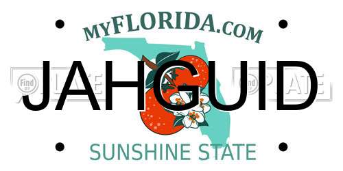 JAHGUID Florida License Plate
