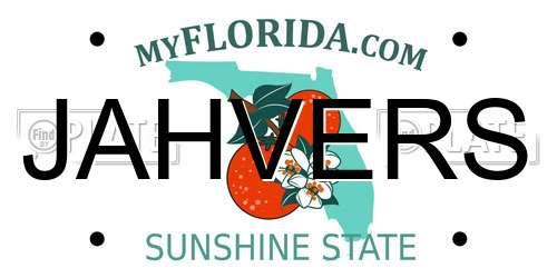 JAHVERS Florida License Plate