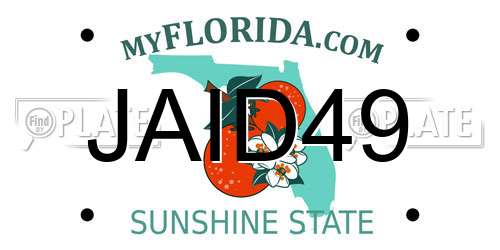 JAID49 Florida License Plate