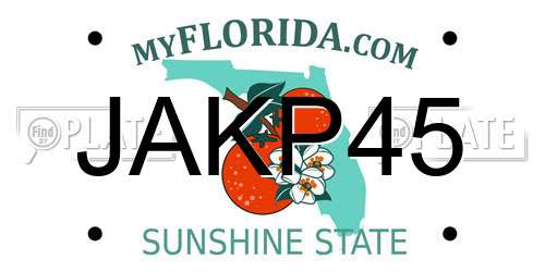 JAKP45 Florida License Plate