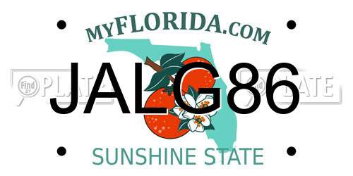 JALG86 Florida License Plate