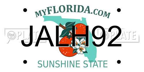 JALH92 Florida License Plate