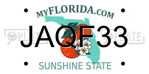 JAQF33 Florida License Plate