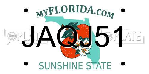 JAQJ51 Florida License Plate