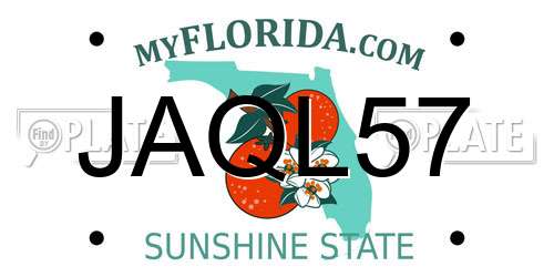 JAQL57 Florida License Plate