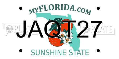JAQT27 Florida License Plate