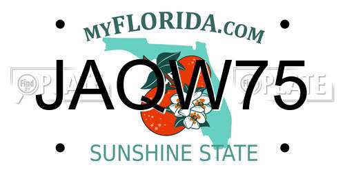 JAQW75 Florida License Plate