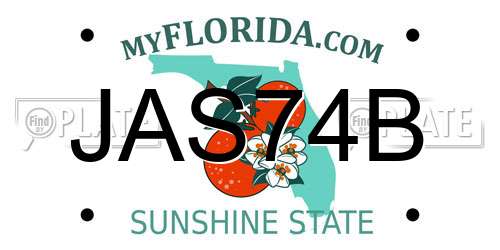 JAS74B Florida License Plate