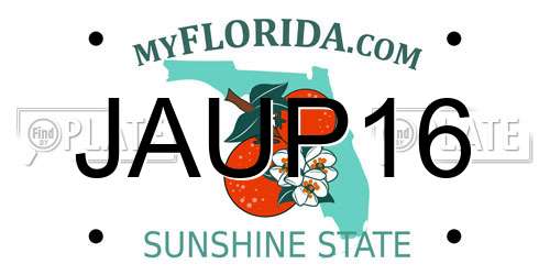 JAUP16 Florida License Plate