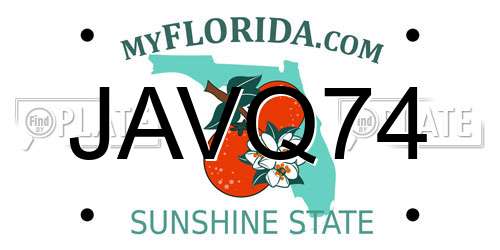 JAVQ74 Florida License Plate