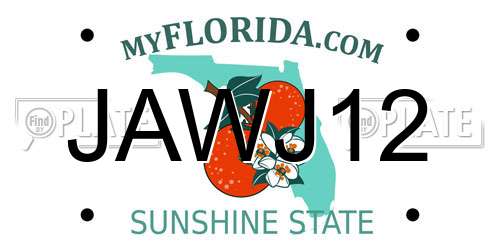 JAWJ12 Florida License Plate