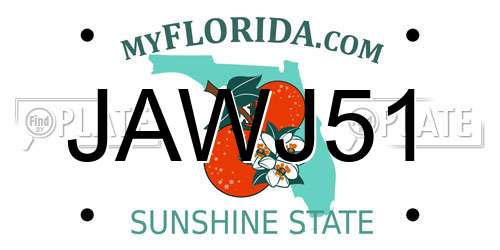JAWJ51 Florida License Plate
