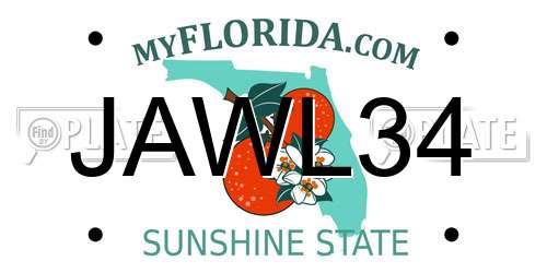 JAWL34 Florida License Plate