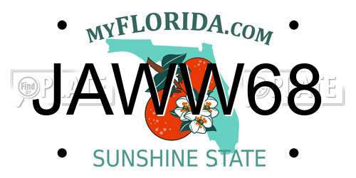 JAWW68 Florida License Plate