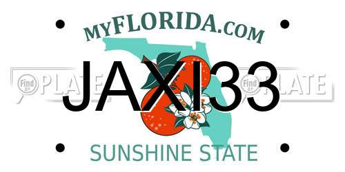 JAXI33 Florida License Plate