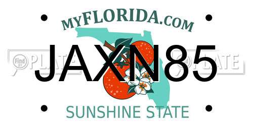 JAXN85 Florida License Plate