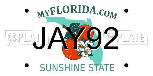 JAY92 Florida License Plate